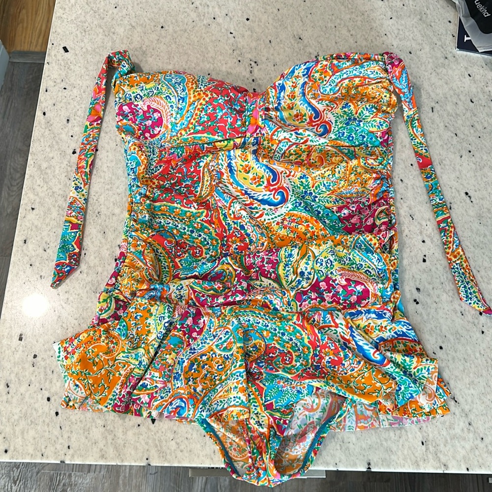 EUC Chaps one piece bathing suit